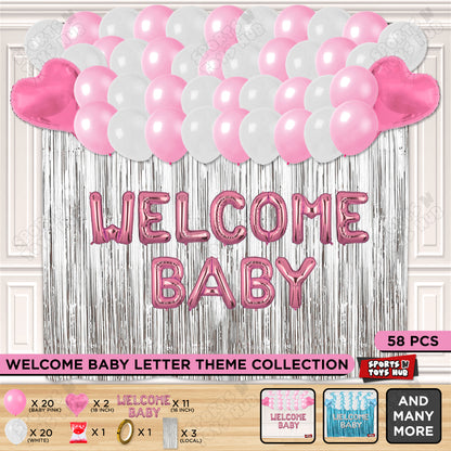 Welcome Baby Foil Letter Theme With Curtain