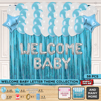 Welcome Baby Foil Letter Theme With Curtain