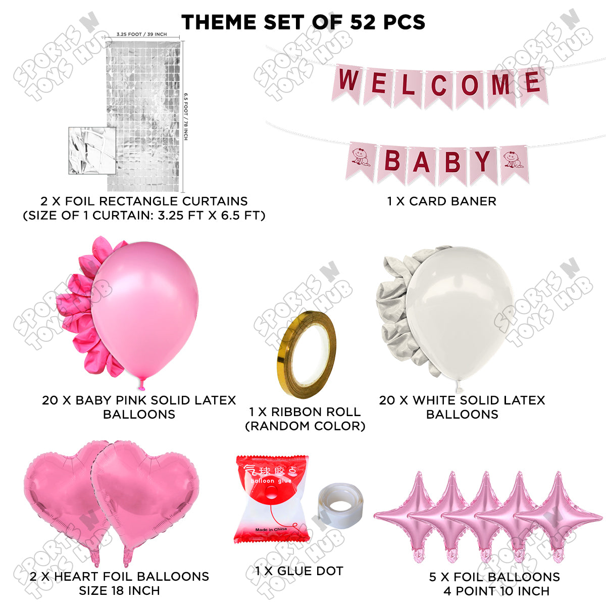 Welcome Baby Card Banner Theme With Rectangle Curtain