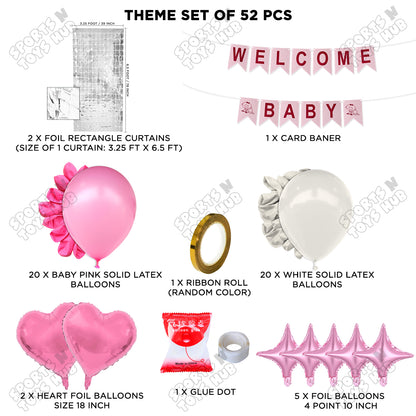 Welcome Baby Card Banner Theme With Rectangle Curtain