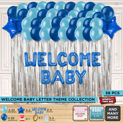 Welcome Baby Foil Letter Theme With Curtain