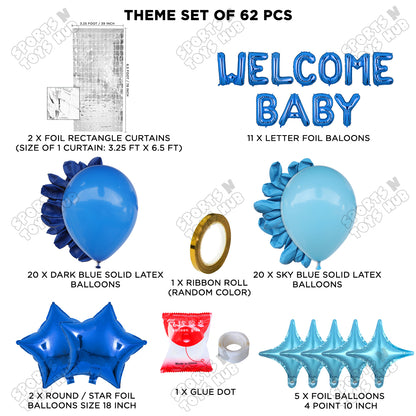 Welcome Baby Foil Letter Theme With Rectangle Curtain