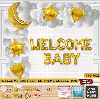 Welcome Baby Foil Letter Arch Theme - White & Gold