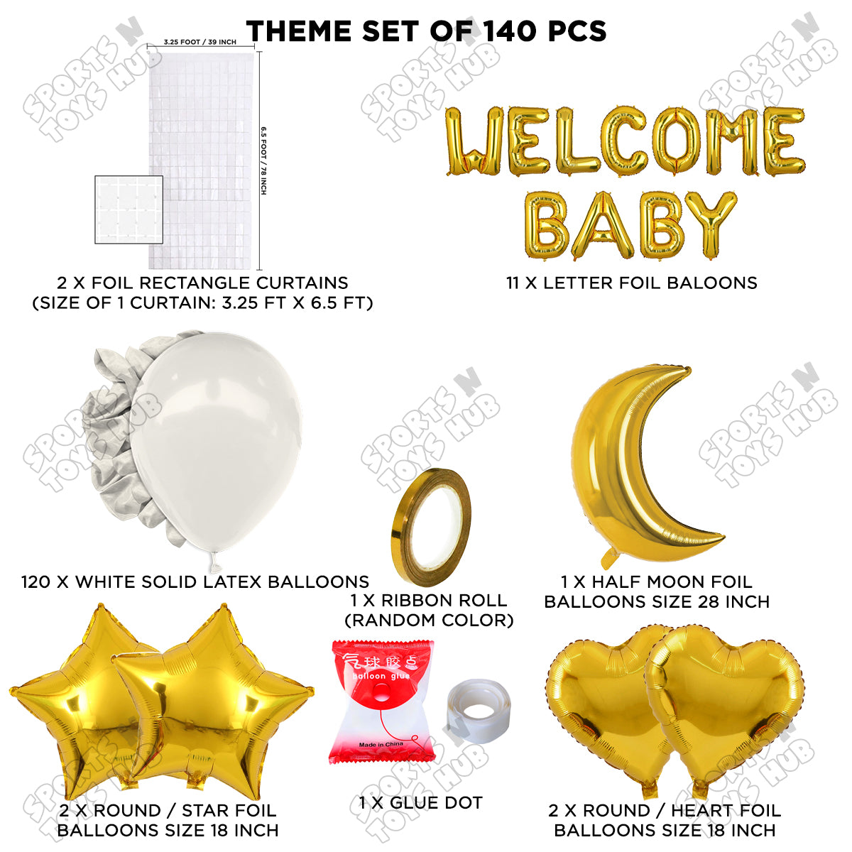Welcome Baby Foil Letter Arch Theme - White & Gold