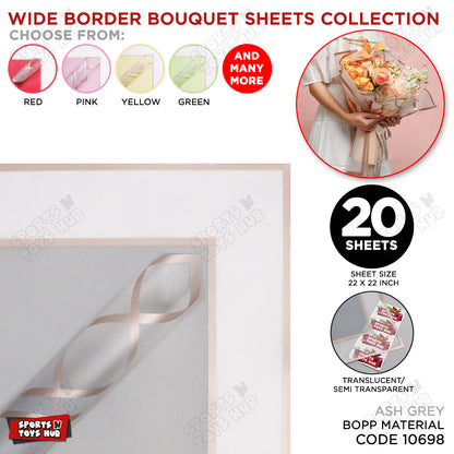 Triple Edge Wide Transparent Border Translucent Matte Florist Wrapping Sheets