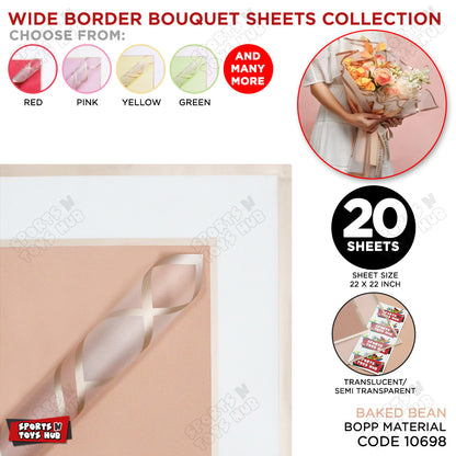 New Triple Edge Wide Transparent Gold Border Translucent Matte Florist Wrapping Sheets