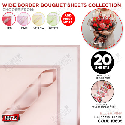 Triple Edge Wide Transparent Border Translucent Matte Florist Wrapping Sheets