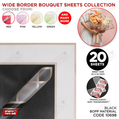 Triple Edge Wide Transparent Border Translucent Matte Florist Wrapping Sheets