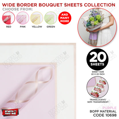 Triple Edge Wide Transparent Border Translucent Matte Florist Wrapping Sheets