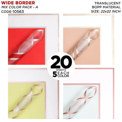 New Triple Edge Wide Transparent Gold Border Translucent Matte Florist Wrapping Sheets