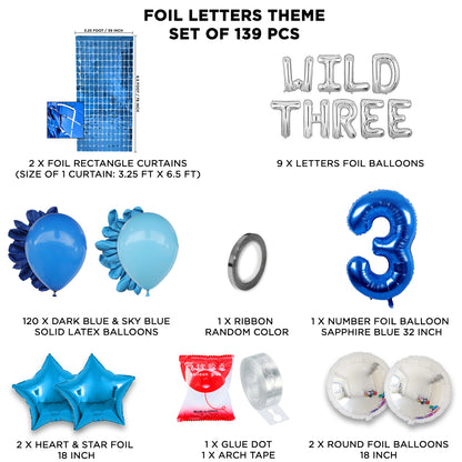 3RD Birthday Wild Three Foil Letter Arch Theme