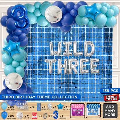 3RD Birthday Wild Three Foil Letter Arch Theme