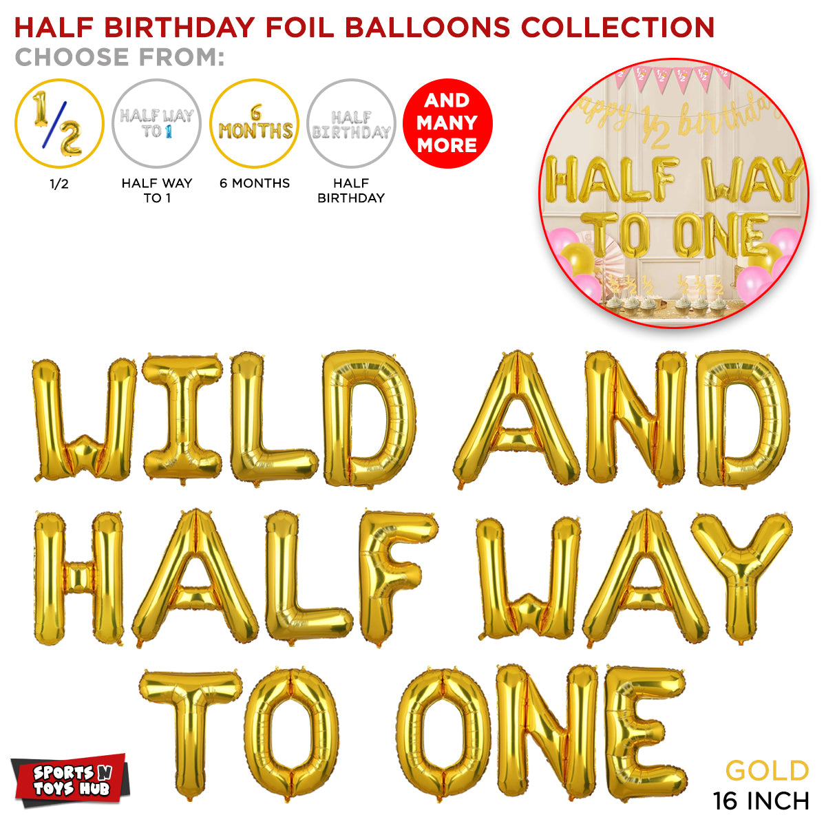 Half Birthday Gold Foil Letter Collection