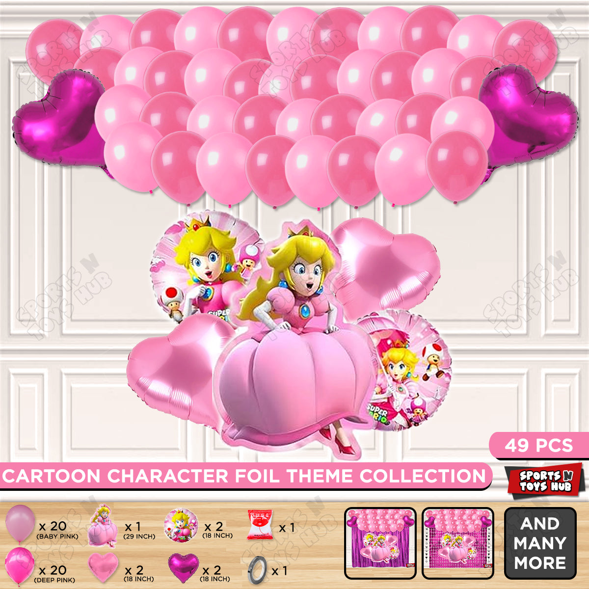 Princess Peach Foil Balloon Set Theme Collection