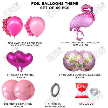 Flamingo Bird Pink Color Foil Balloon Set Theme