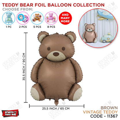 Vintage Teddy Bear Foil Balloon – Large Brown Teddy Balloon for Baby Showers, Birthdays & Party Decorations