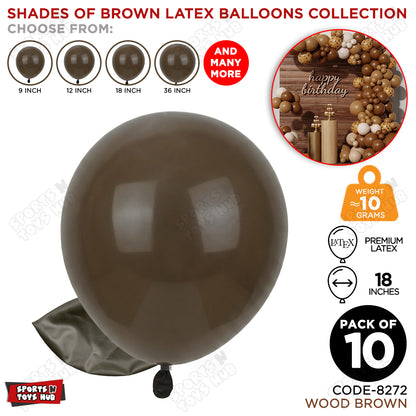 Wood Brown Latex Balloons Available In 9, 12, 18 & 36 Inch Sizes