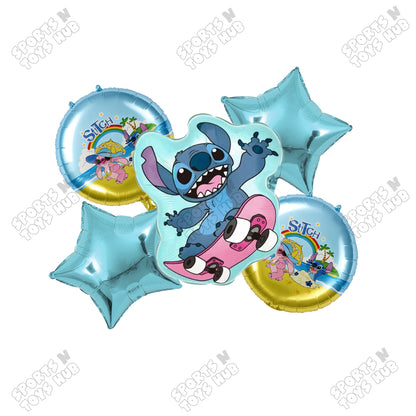 Stitch Foil Balloon Pack of 5 – Cute Cartoon Character Party Decorations