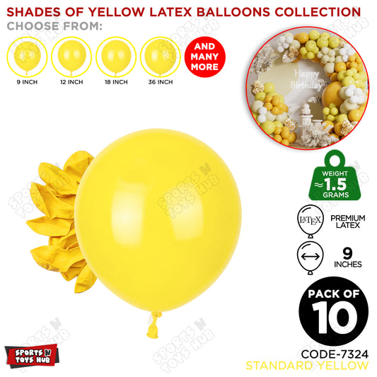 Yellow Latex Balloons Available In 9, 12, 18 & 36 Inch Sizes