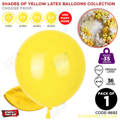 Yellow Latex Balloons Available In 9, 12, 18 & 36 Inch Sizes