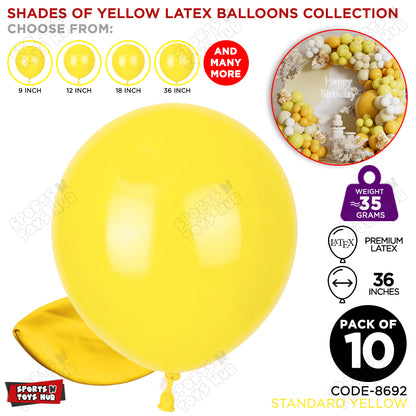 Yellow Latex Balloons Available In 9, 12, 18 & 36 Inch Sizes