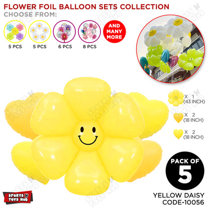 Jumbo Smiley Flower Foil Balloon Set Collection