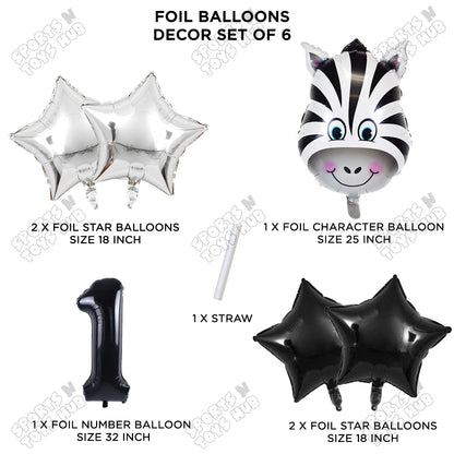 Zebra Jungle Safari Pack Of 6 Foil Balloon Set
