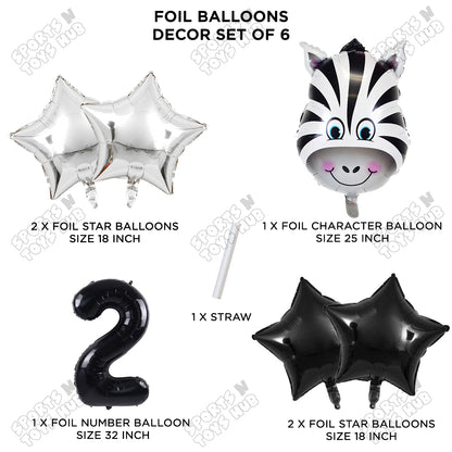 Zebra Jungle Safari Pack Of 6 Foil Balloon Set