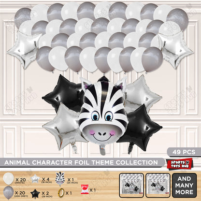 Zebra Face Animal Character Foil Balloon Theme