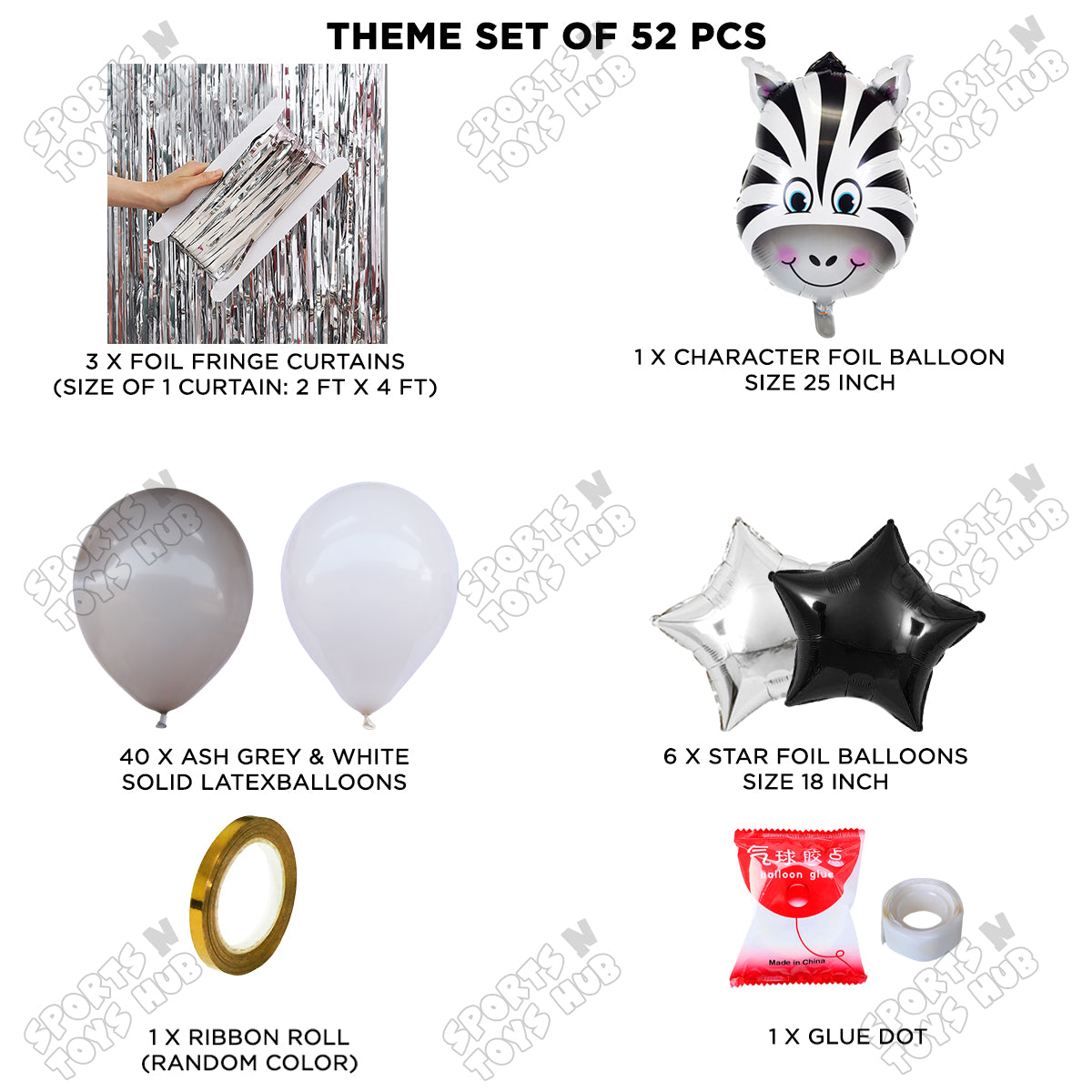 Zebra Face Animal Character Foil Balloon Theme