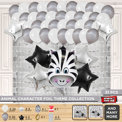 Zebra Face Animal Character Foil Balloon Theme