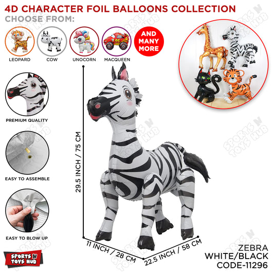 4D Zebra Foil Balloon 75x58 CM