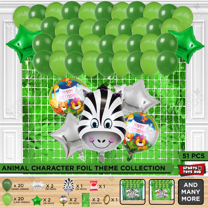 Zebra Face Animal Character Foil Balloon Theme