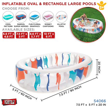 Bestway 7.5 x 5 FT Inflatable Oval Rectangle Pool - 54066