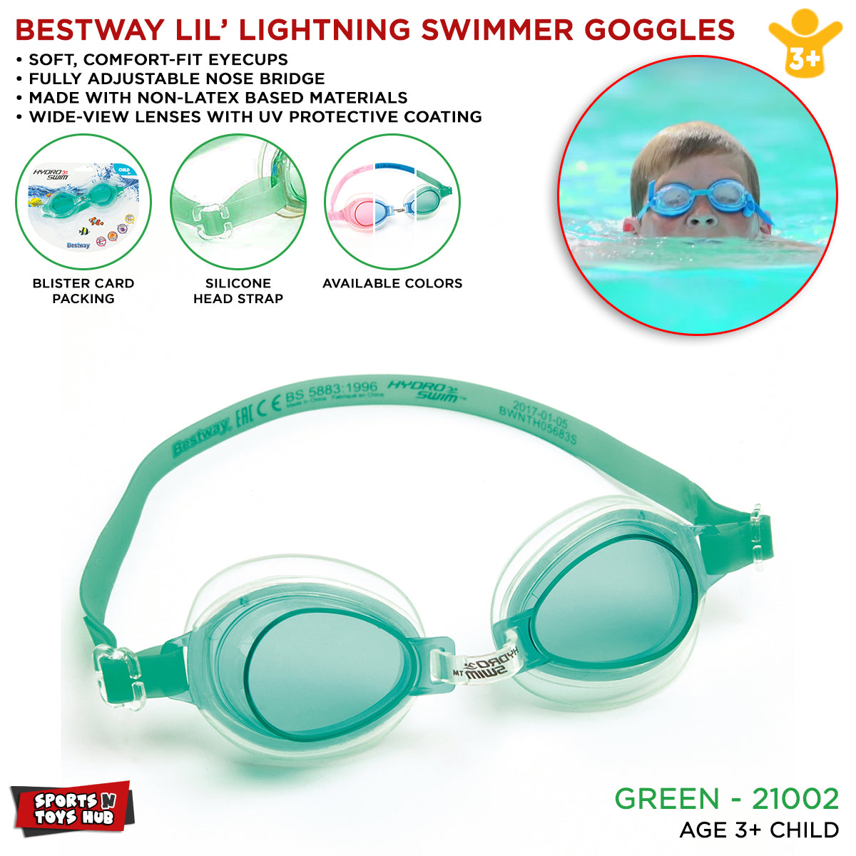 Bestway Swimming Goggles High Style Hydro Splash Swimming Kids Goggles - 21002