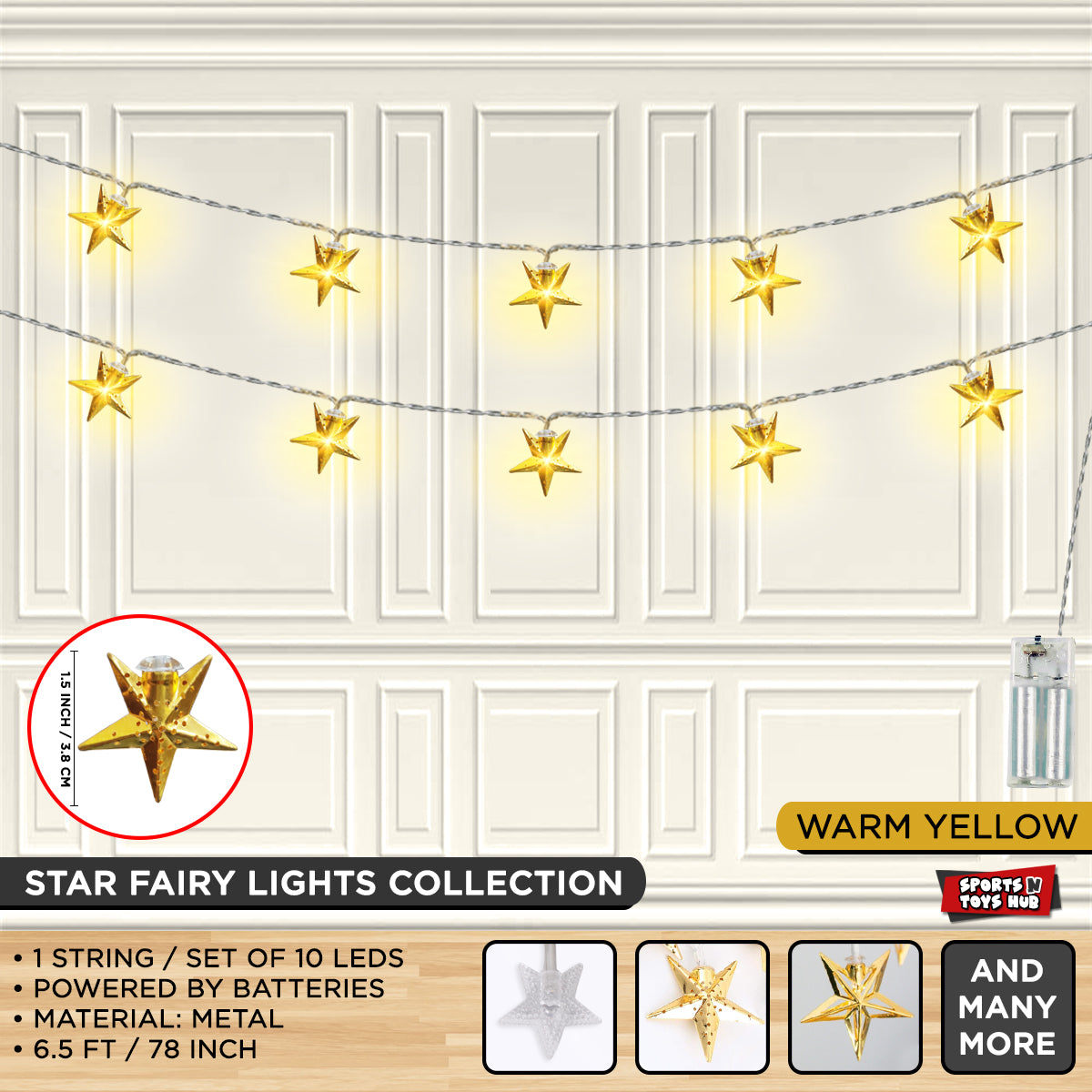 Metal Dotted Star Fairy Light 10 LEDS