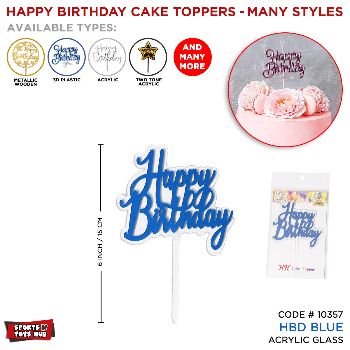 Happy Birthday Acrylic Glass Cake Topper Collection