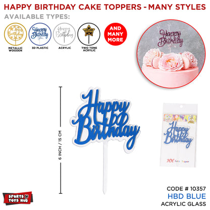 Happy Birthday Acrylic Glass Cake Topper Collection
