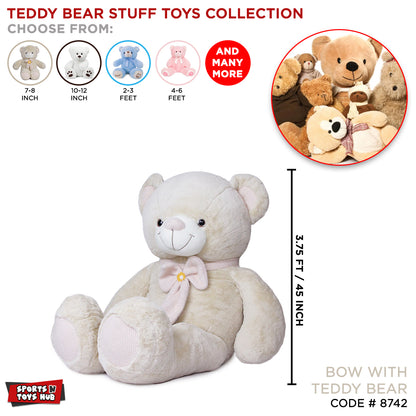 Big Teddy Bear Stuffed Toy, Soft Plush Teddies With Bow