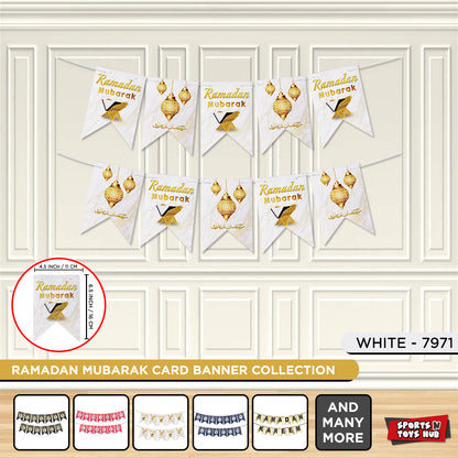 Ramadan Muabarak White & Gold Card Banner