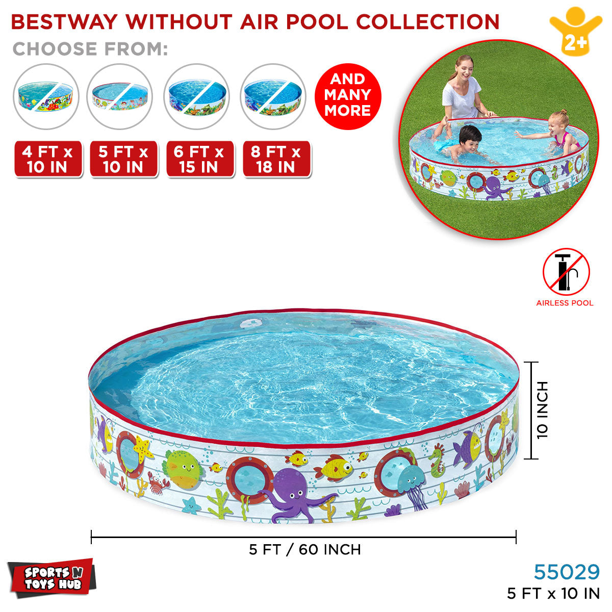 Bestway - Fill N Fun Without Air Swimming Pool - 5ft x 12 inch - 55029