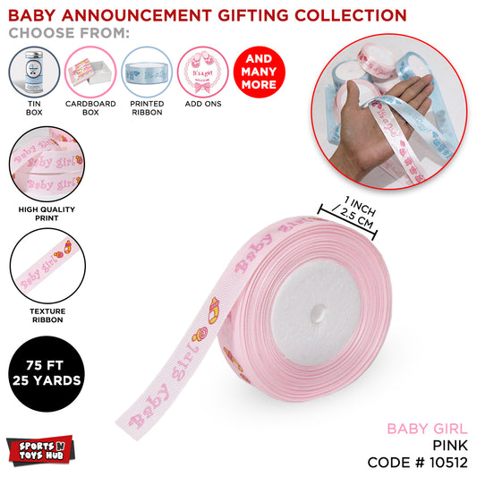 Baby Announcement Baby Girl Printed Ribbons