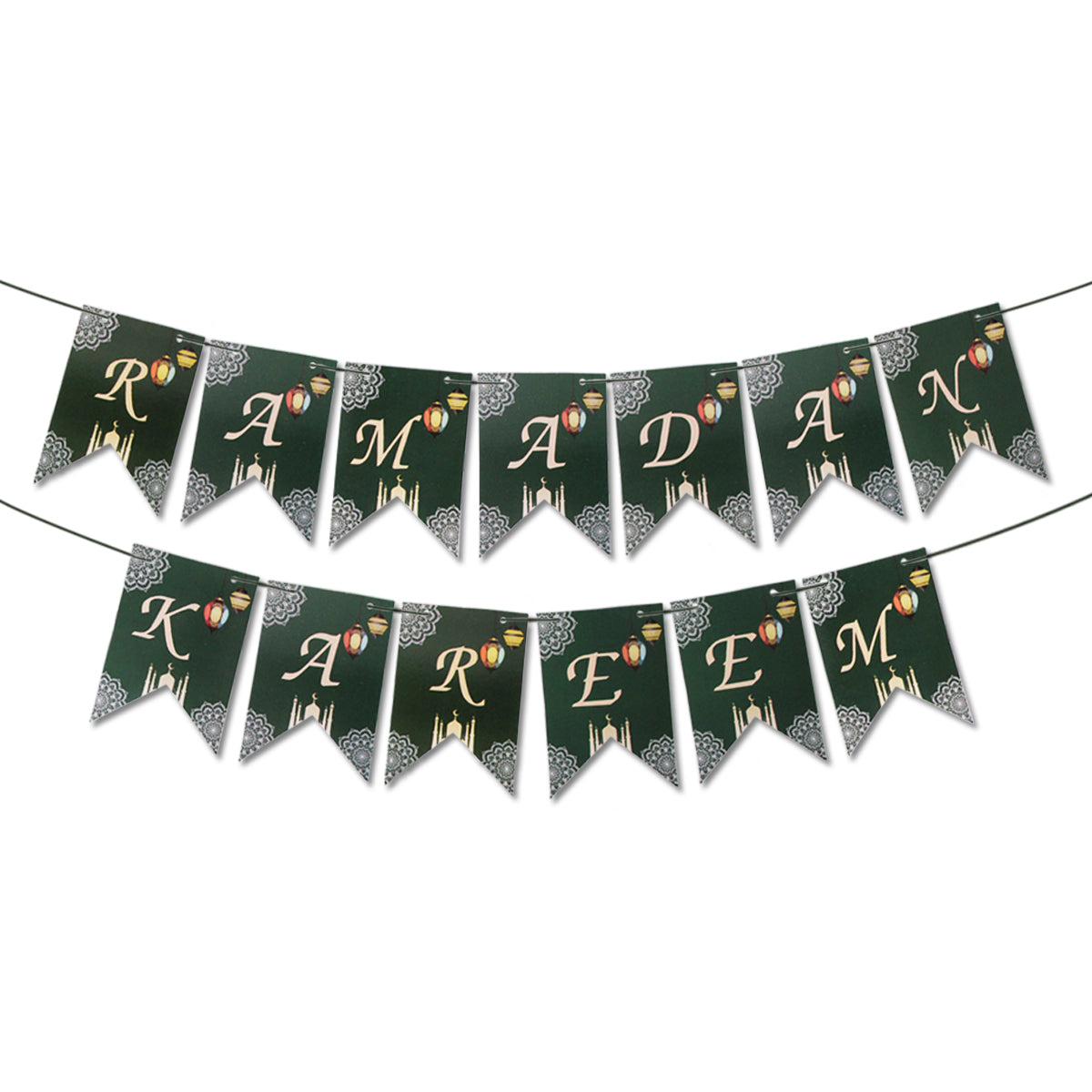 Ramadan Kareem Dark Green Card Banner