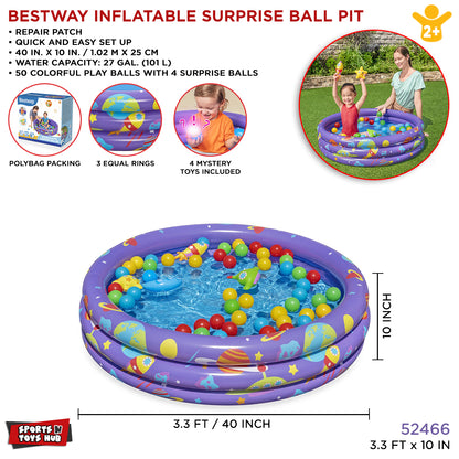Bestway 3 Ft Inflatable Intergalactic Surprise Ball Pit & Play Swimming Pool For Kids - 52466