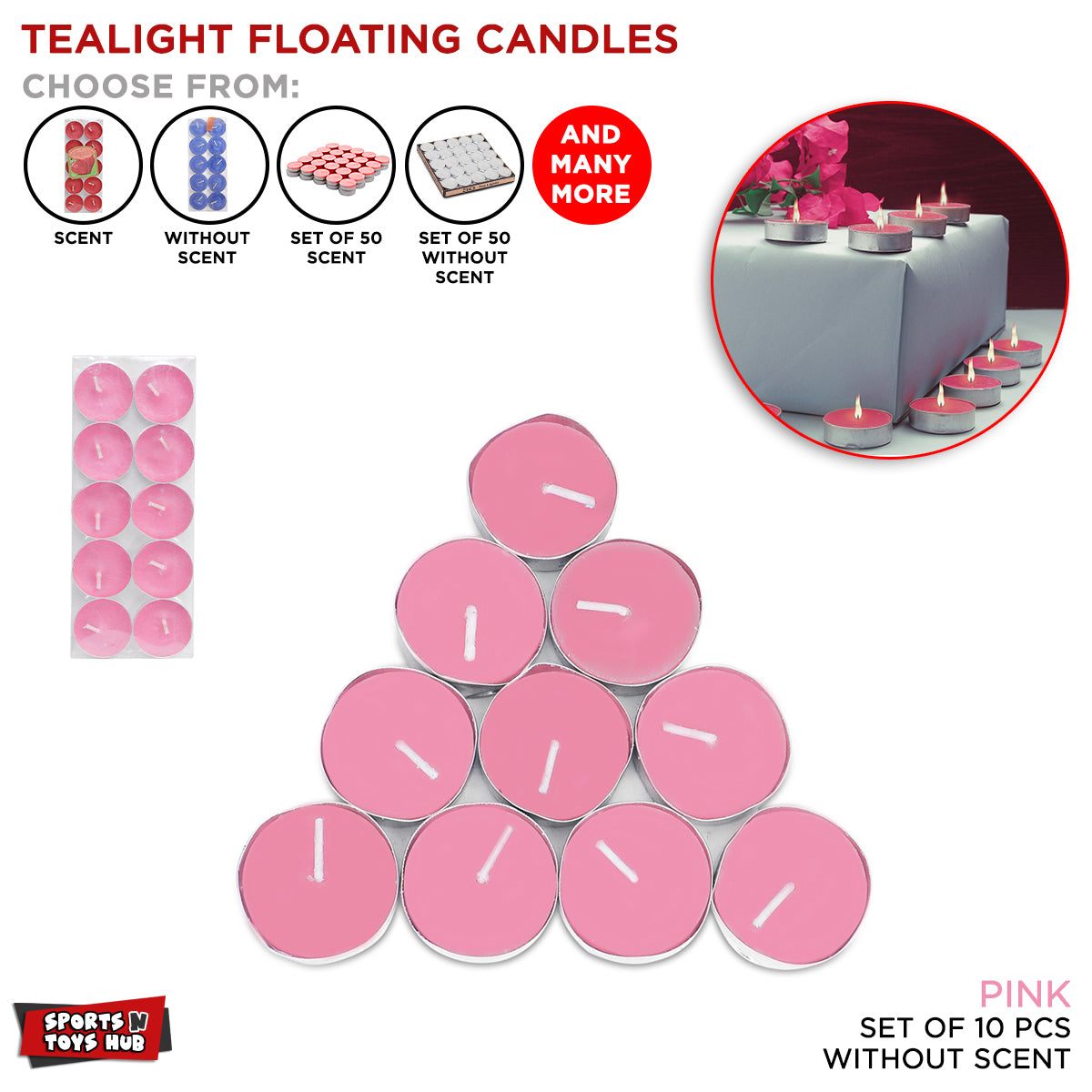 Non Scented Floating Candles - 10 Pcs