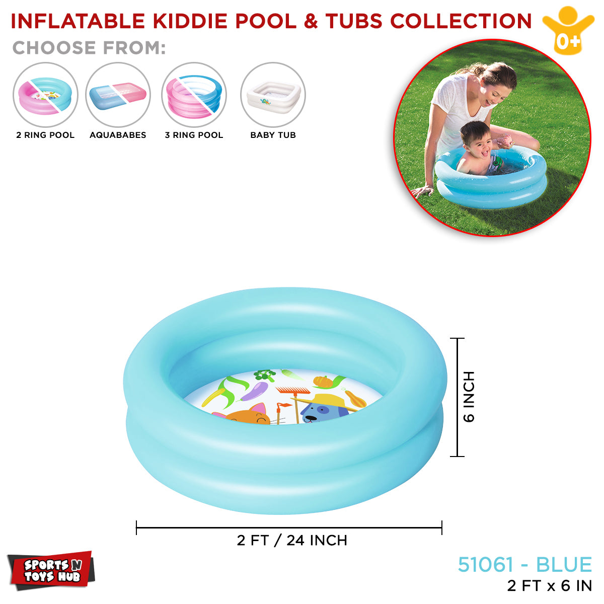 Toy Store Inflatable Pool Inflatable Kiddie Swimming Pool 2 FT x 6 IN - 51061 – Sports n Toys Hub