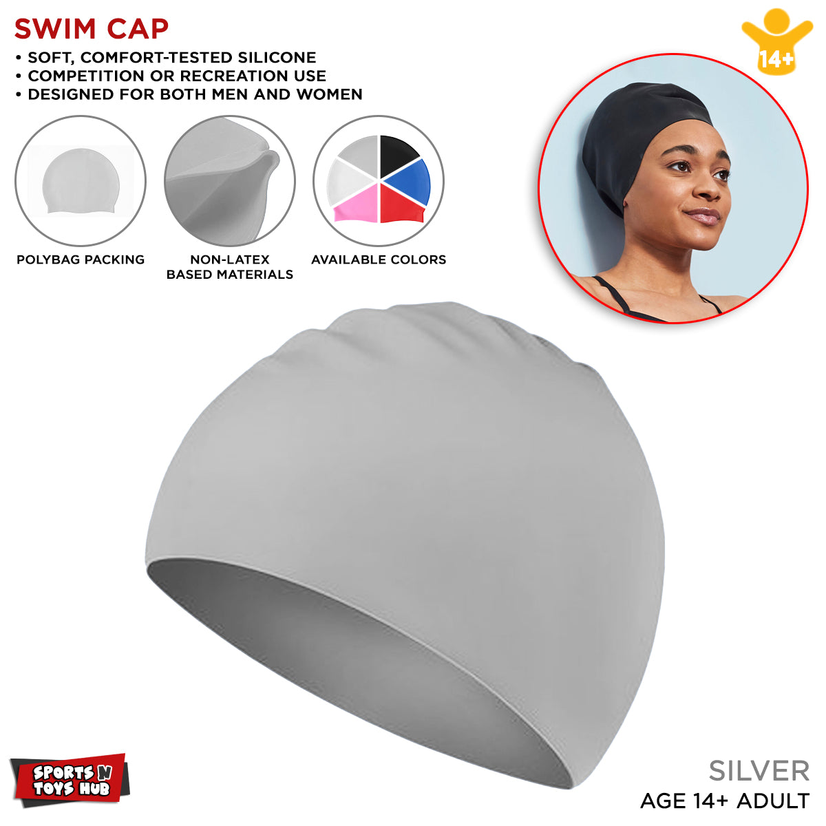 Swimming Silicone Cap Free Size For Adults and Kids Swimmers