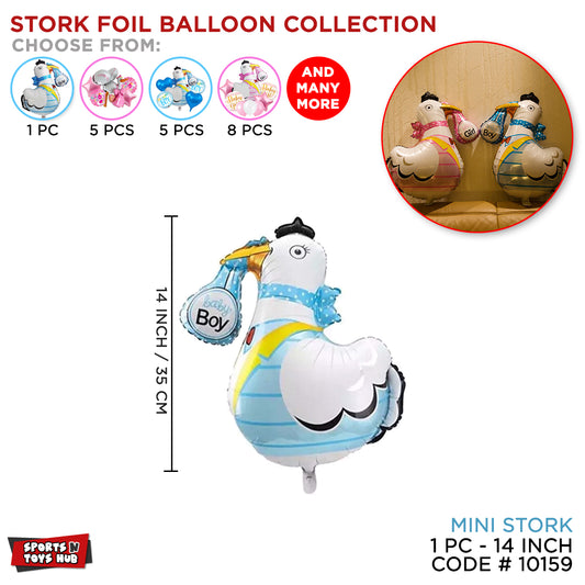 14 Inch Mini Stork Foil Balloon - Blue