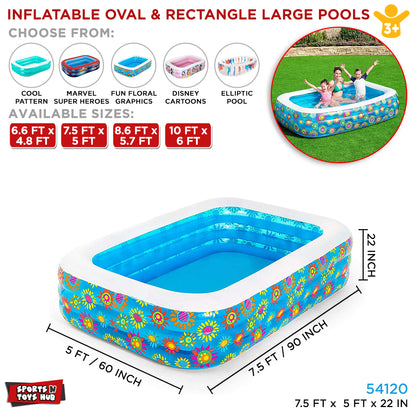 Bestway 5 x 7.5 FT Inflatable Oval Rectangle Pool - 54120