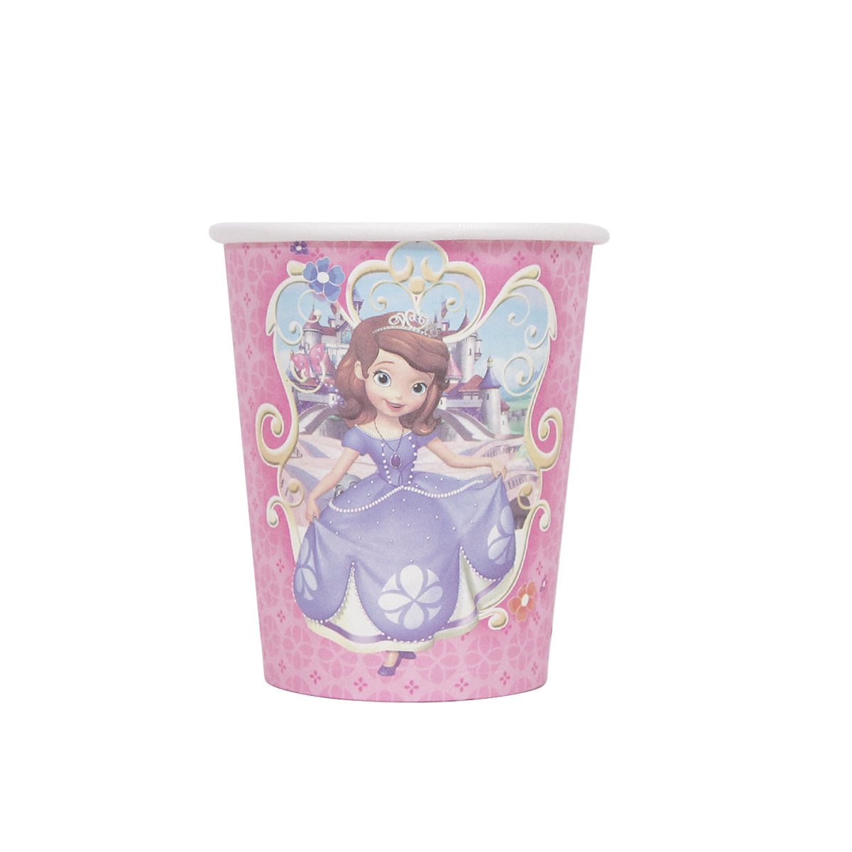 Princess Sofia Printed Cartoon Character Disposable Paper Glasses for Birthday Parties - Pack of 10
